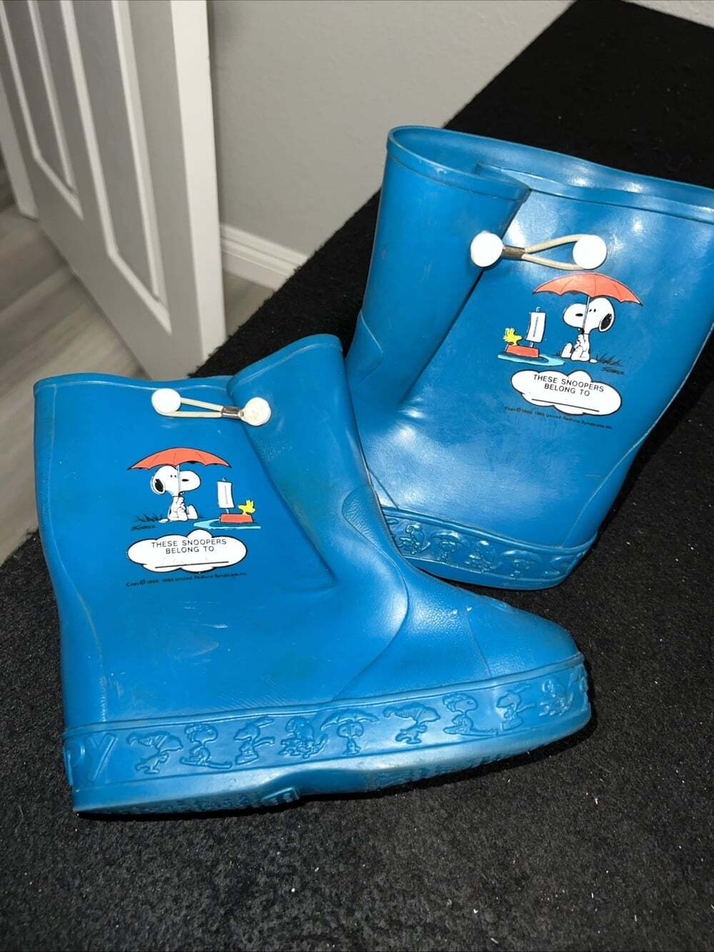 Vintage Snoopy Peanuts Blue Rain Boots Size 12